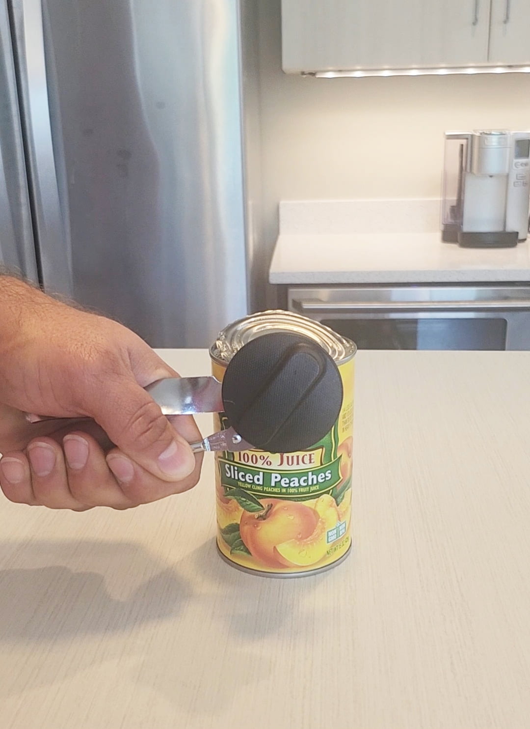 Mainstays Can Opener Stainless Steel Hand Grip Can and Bottle Opener, Silver and Black