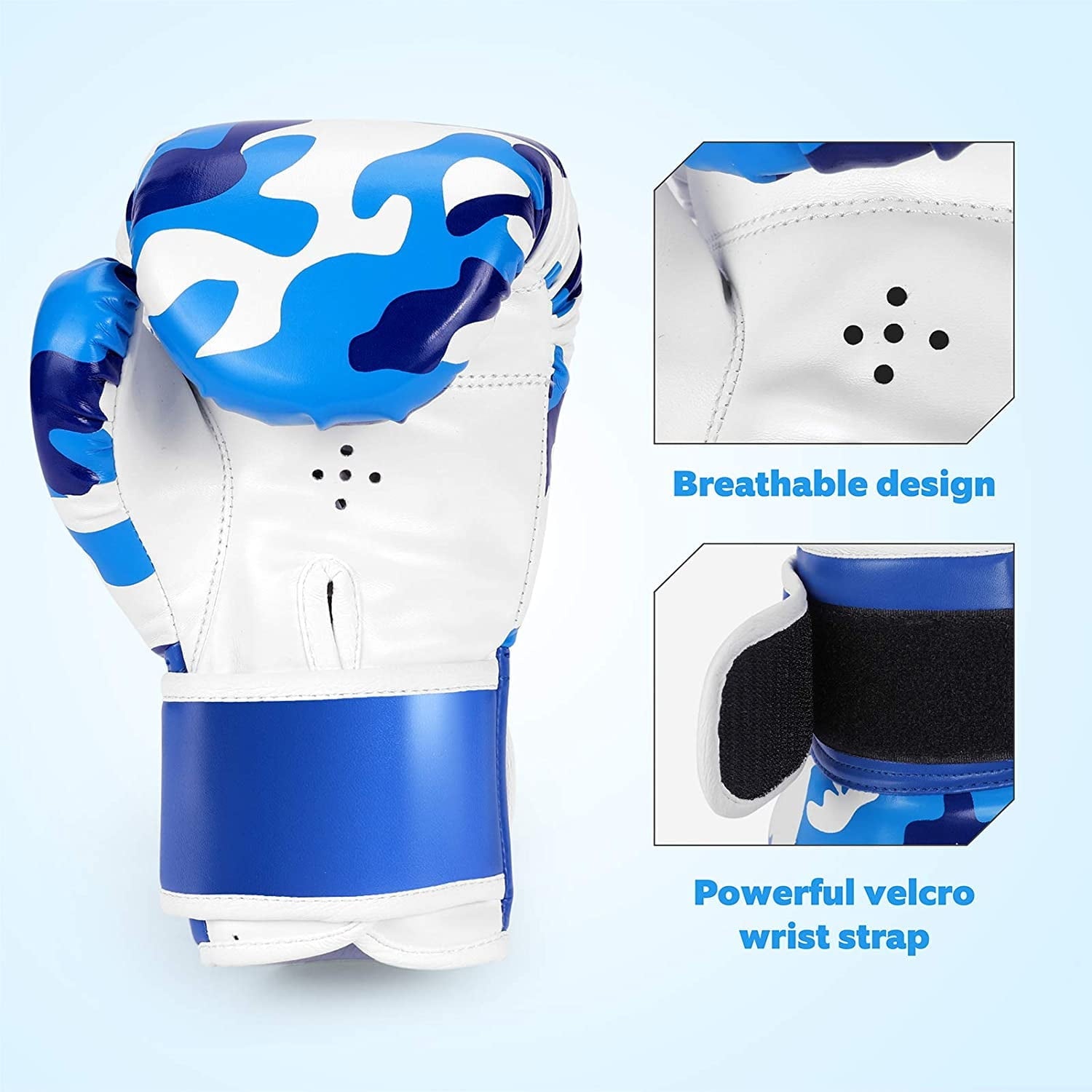 Kids Boxing Gloves, Boxing Gloves for Children 5-12 Youth Boys Girls Toddler PU Cartoon Sparring Training Boxing Gloves for Punching Bag, Kickboxing, Muay Thai, Blue