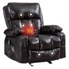 Leather Massage Recliner Chair, Modern Electric Power Rocker with Heated Massage, Ergonomic Lounge Chair, SEGMART Single Sofa Seat with Drink Holders for Living Room, Black and Brown