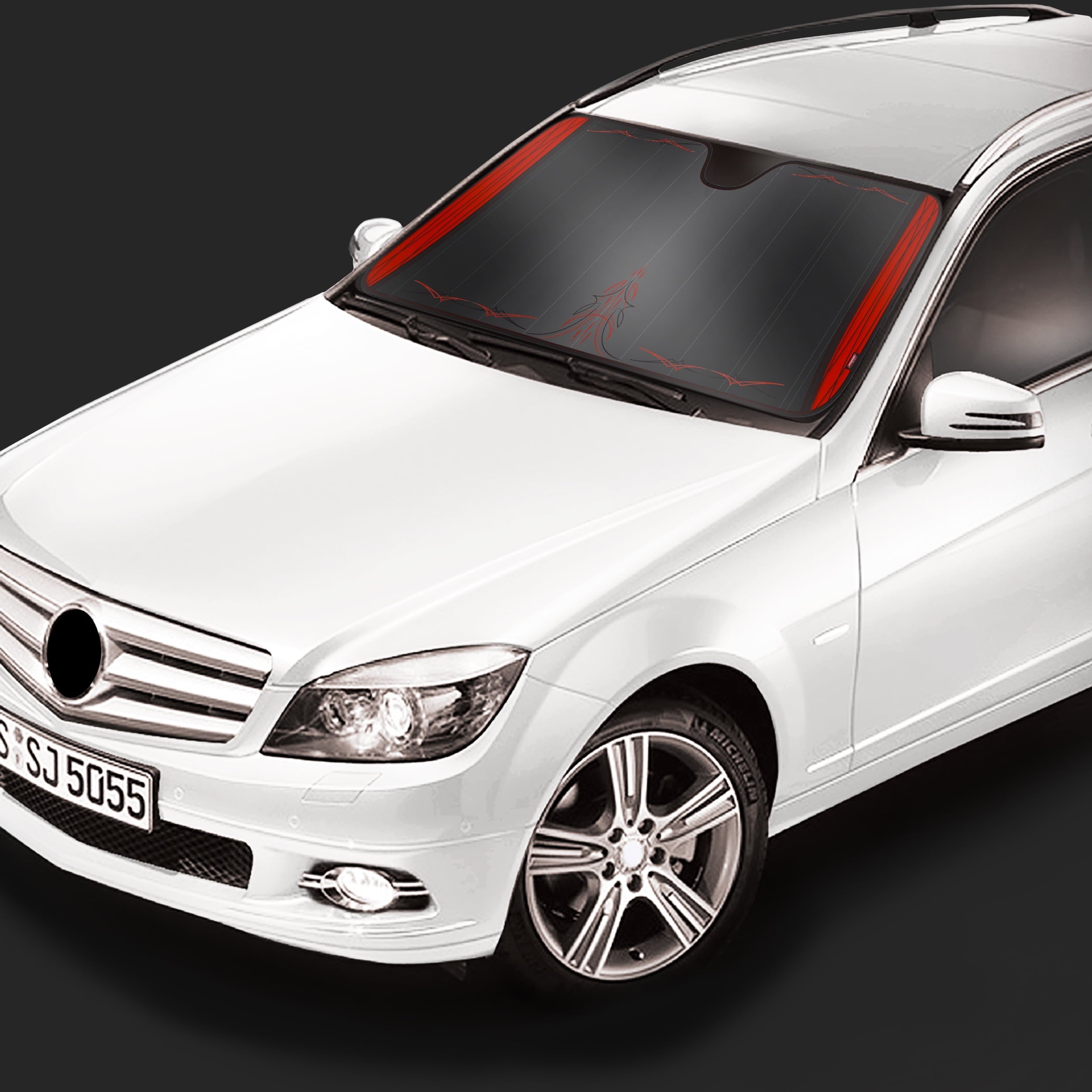 Genuine Dickies Classics Retro Pinstripes Accordion Auto Sunshade, Red, 40807WDI