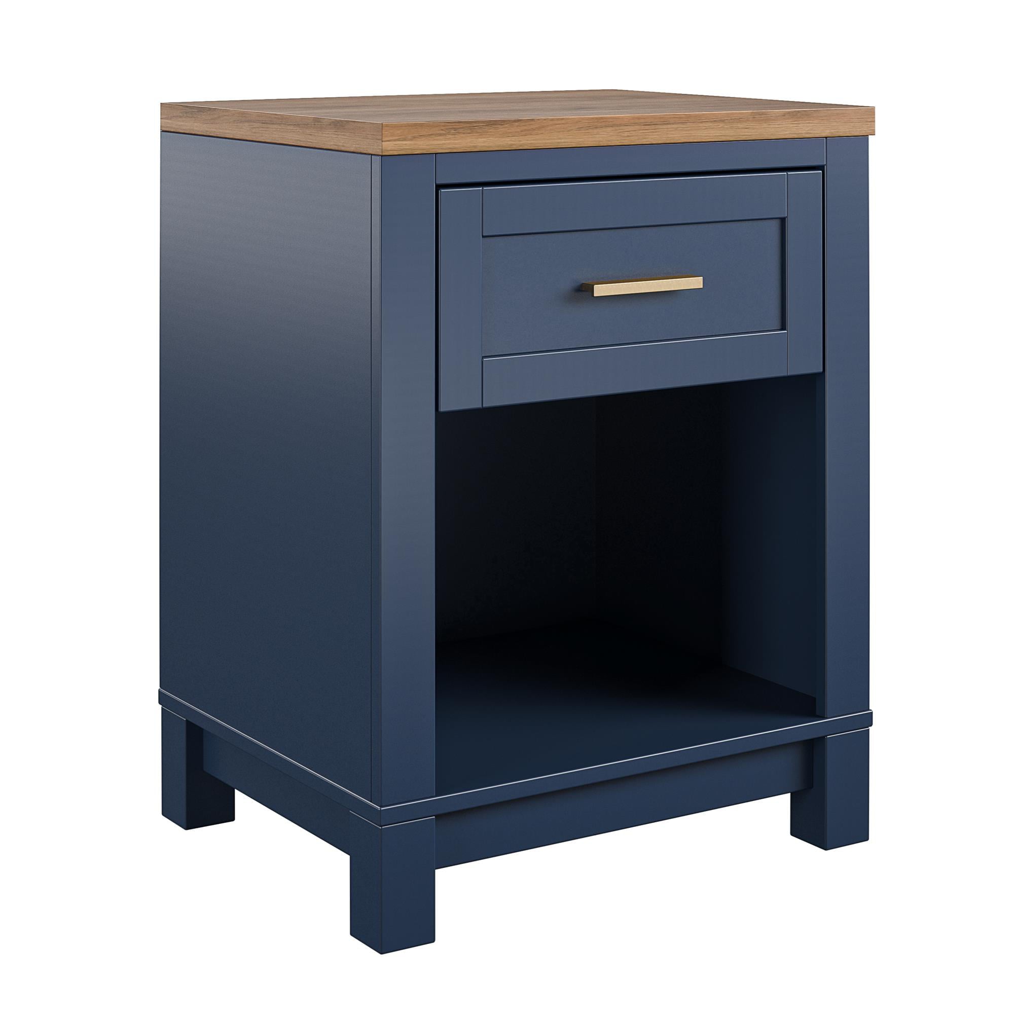 Ameriwood Home Josiah Nightstand, Navy with Walnut top