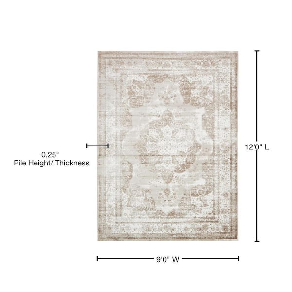 Sofia Salle Garnier Beige 9 ft. x 12 ft. Medallion Area Rug