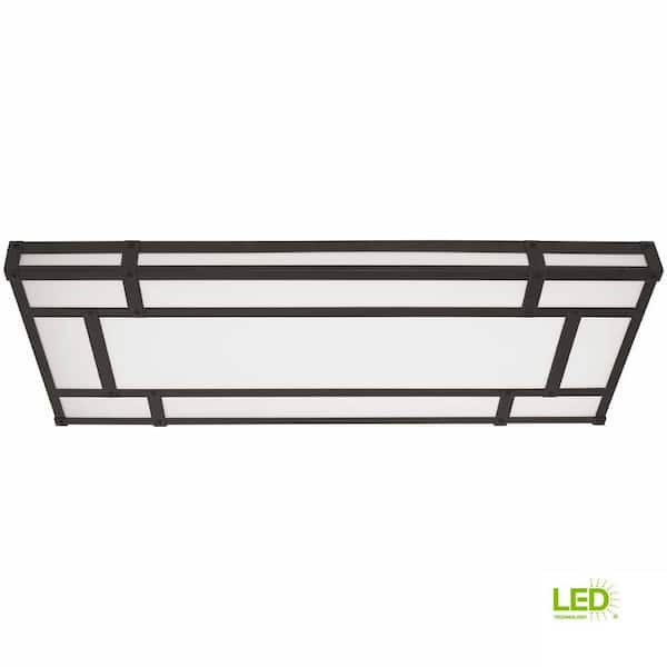 18.5 in. Linear 1-Light Natural Iron Dimmable LED Flush Mount