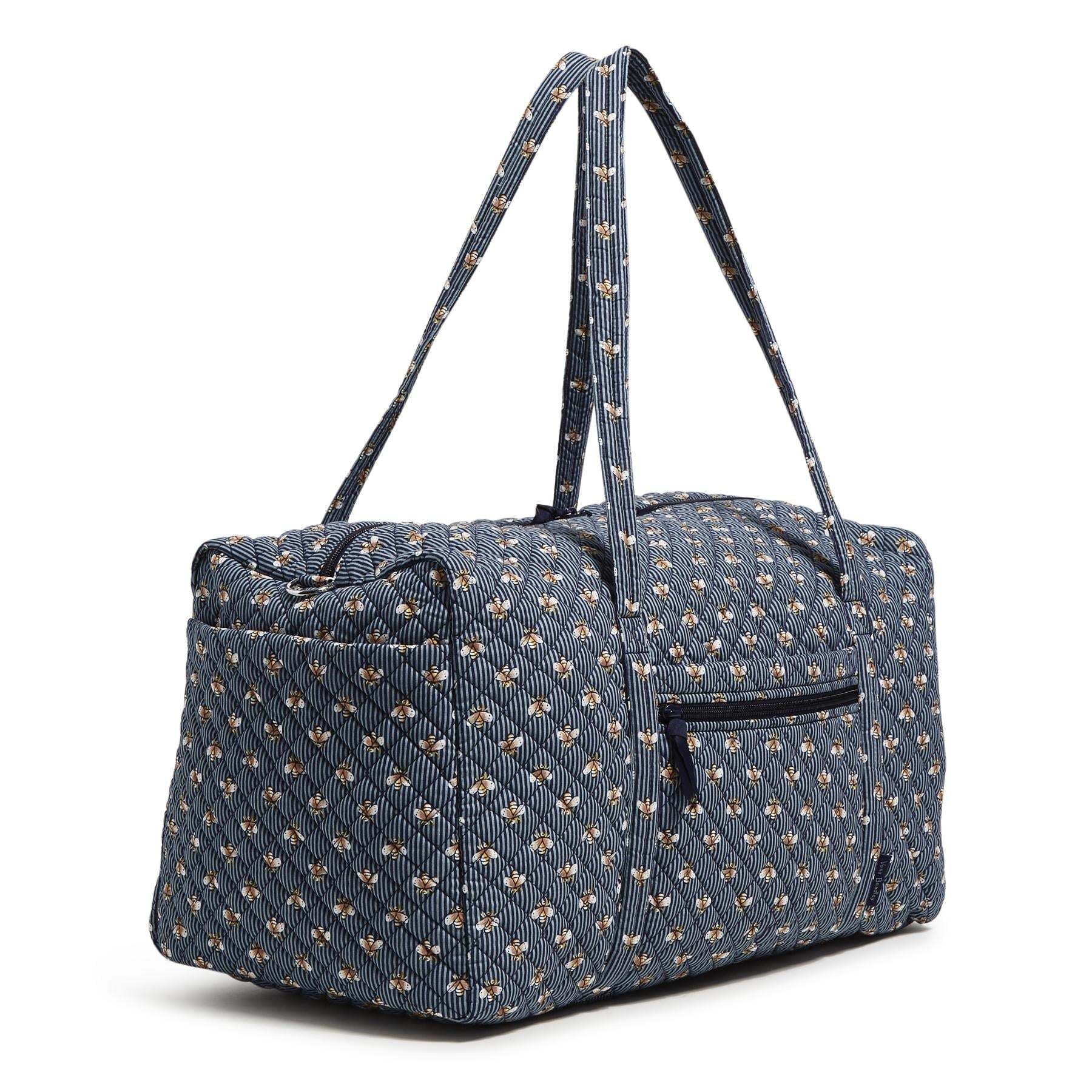Vera Bradley Women's Cotton Large Travel Duffel Bag Bees Navy