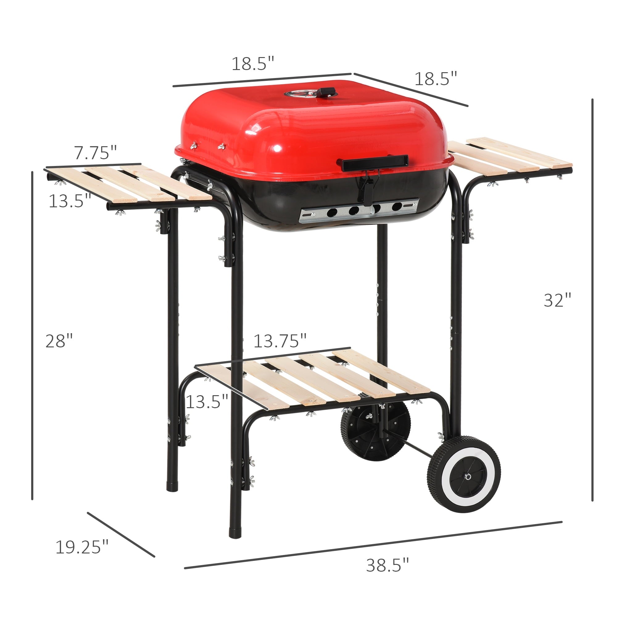 19¡± Steel Porcelain Portable Outdoor Charcoal Barbecue Grill