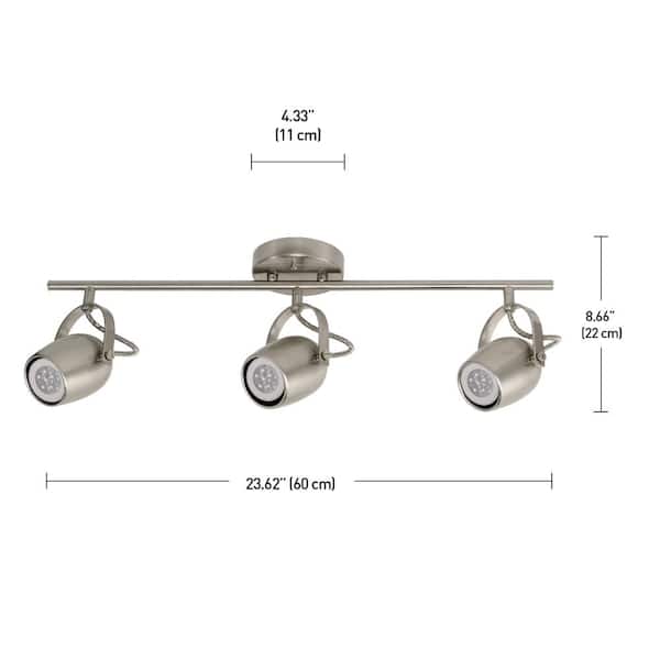 Samara Collection 3-Light Brushed Nickel Track Lighting with Dimmable 50-Watt LED GU10 Bulb Included