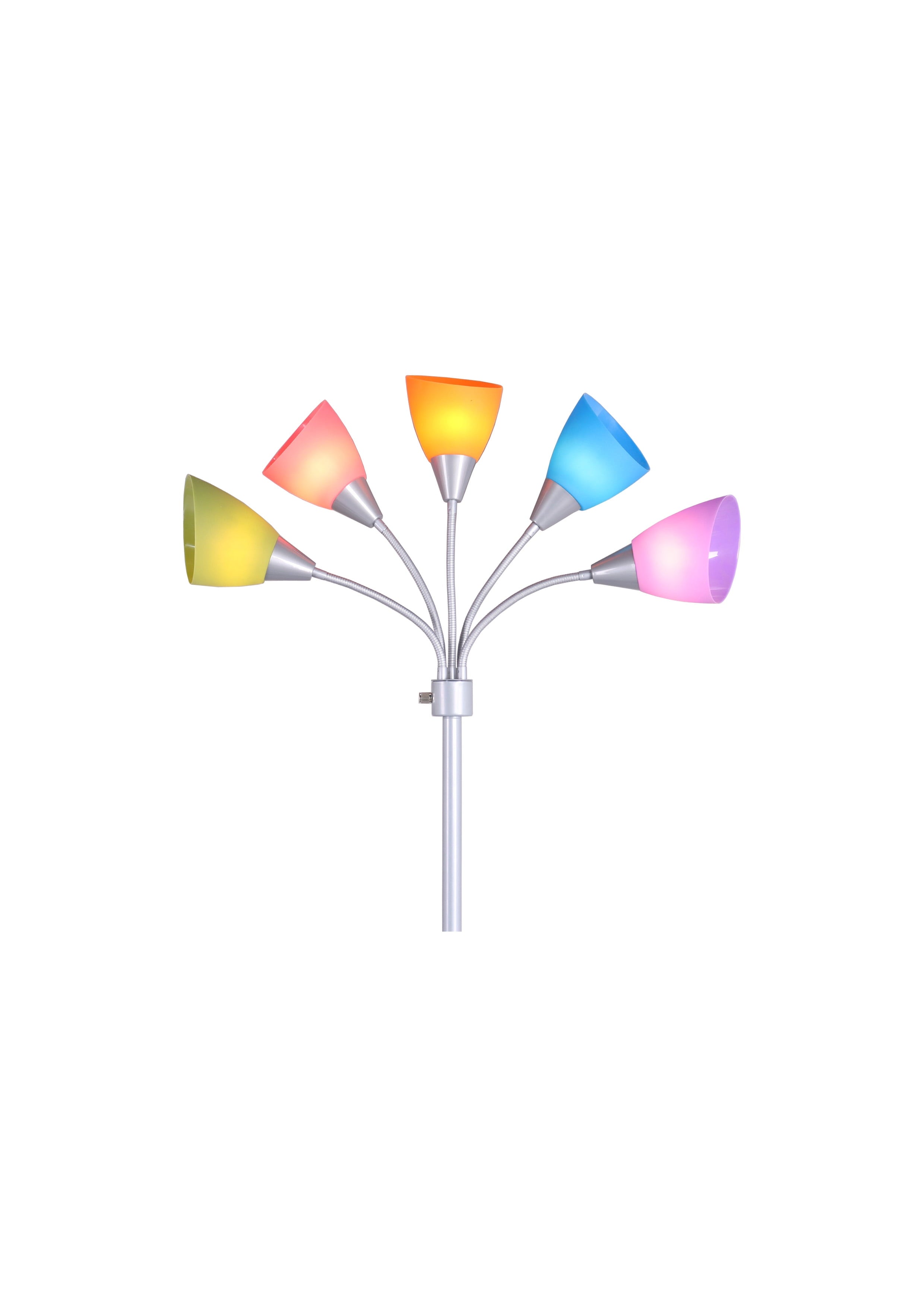 Mainstays 5 Light Floor Lamp, Multi-Color Shades, Metal Silver Finish, Modern, Young Adult Use