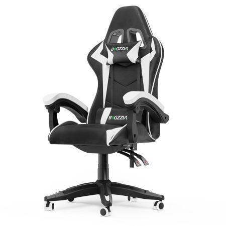 Bigzzia Gaming Chair Office Chair, Ergonomic Game Chair with Headrest & Lumbar Pillow, Black