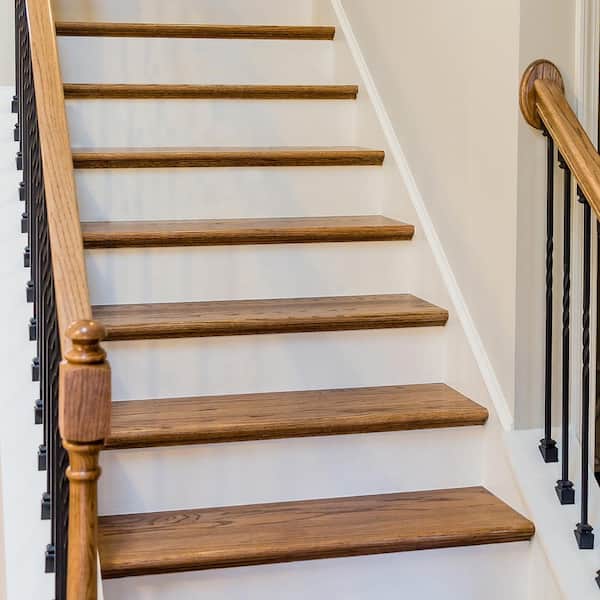 Stair Parts 36 in. x 11-1/2 in. x 1 in. Unfinished Red Oak Plain Cut No Return Engineered Stair Tread