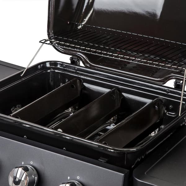 3-Burner Open Cart Propane Gas Grill in Black