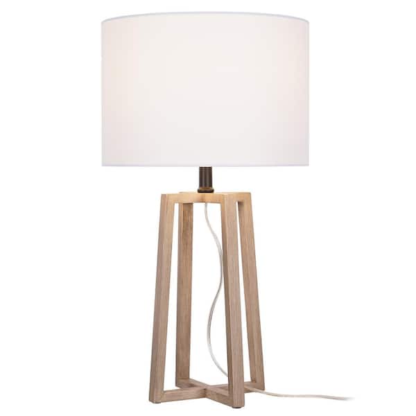 Woodbine 23.5 in. Walnut Wood Table Lamp