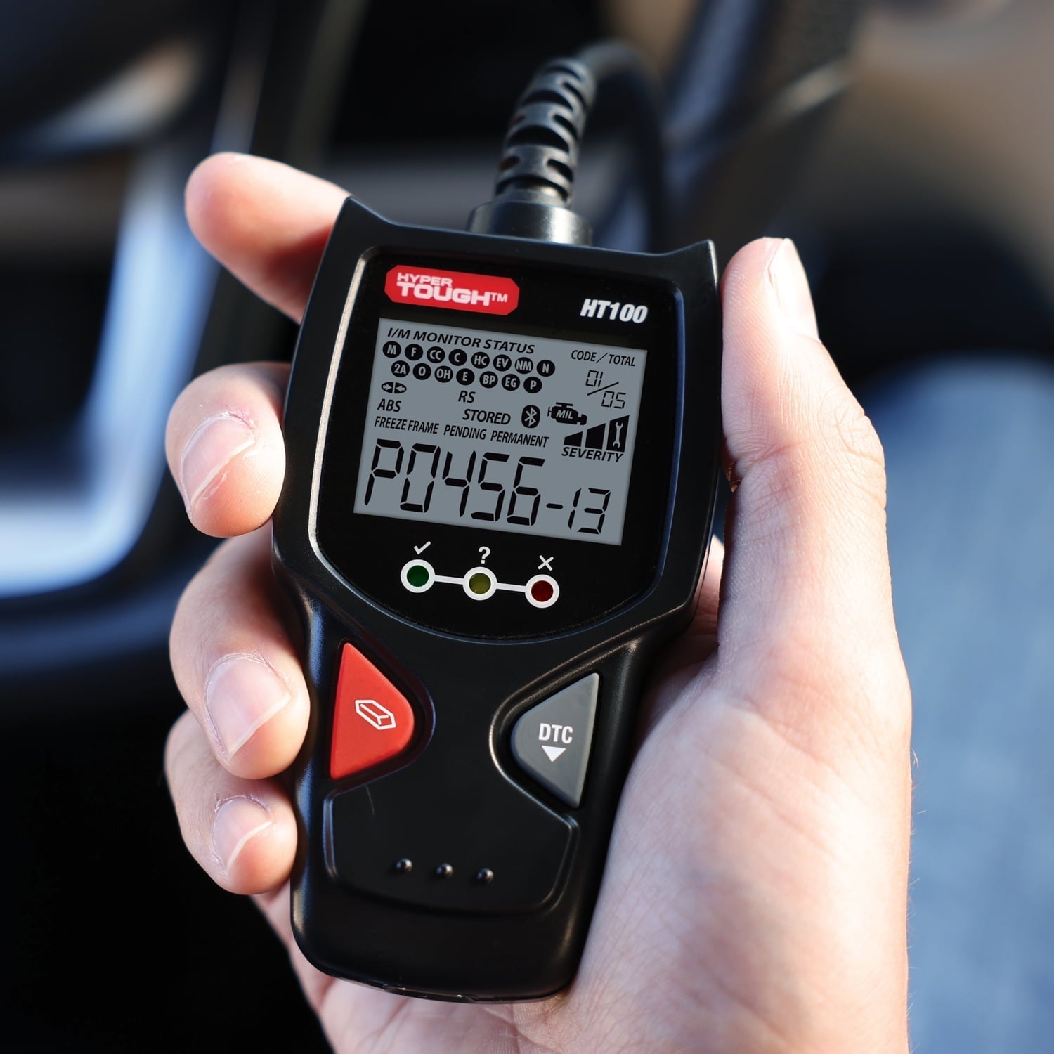 Hyper Tough HT100 Code Reader, 1996 & Newer OBD2 Vehicles, Free Fix & Part Recommendations
