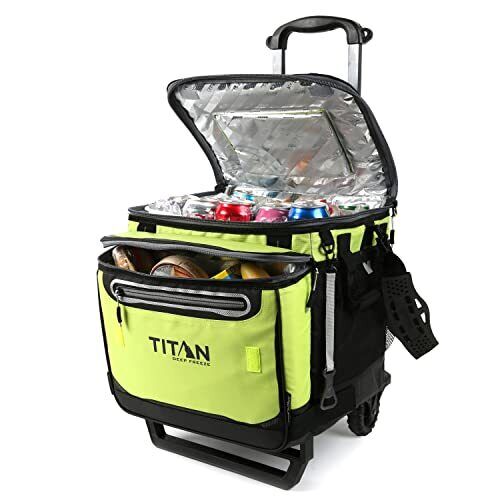 Titan Deep Freeze Wheeled Cooler - 60 Can Rolling Cooler - Citrus Green - Coo...
