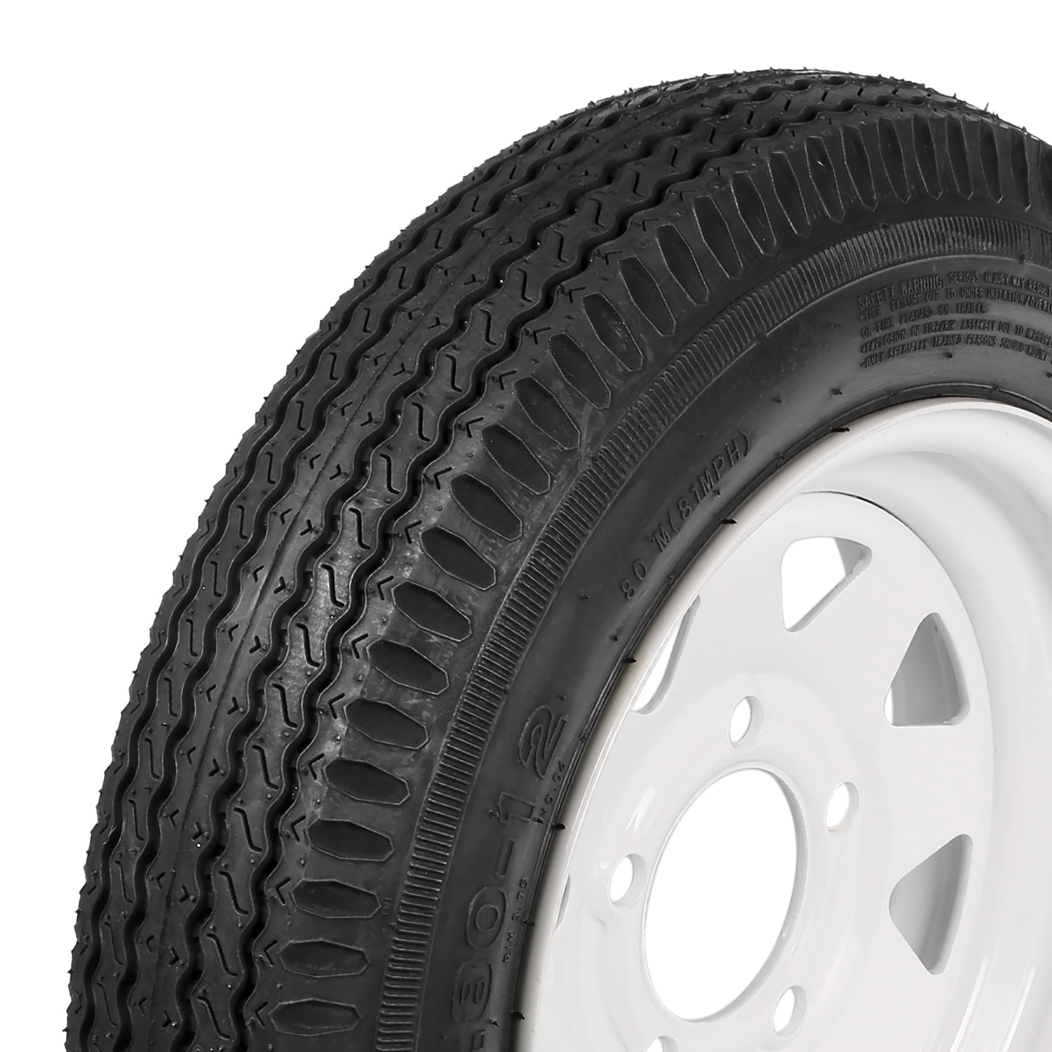 1AutoDepot 4.80-12 4.80x12 480-12 4.8-12 Trailer Tires with Rims, 5 Lug 6PR Load Range C, Set of 2