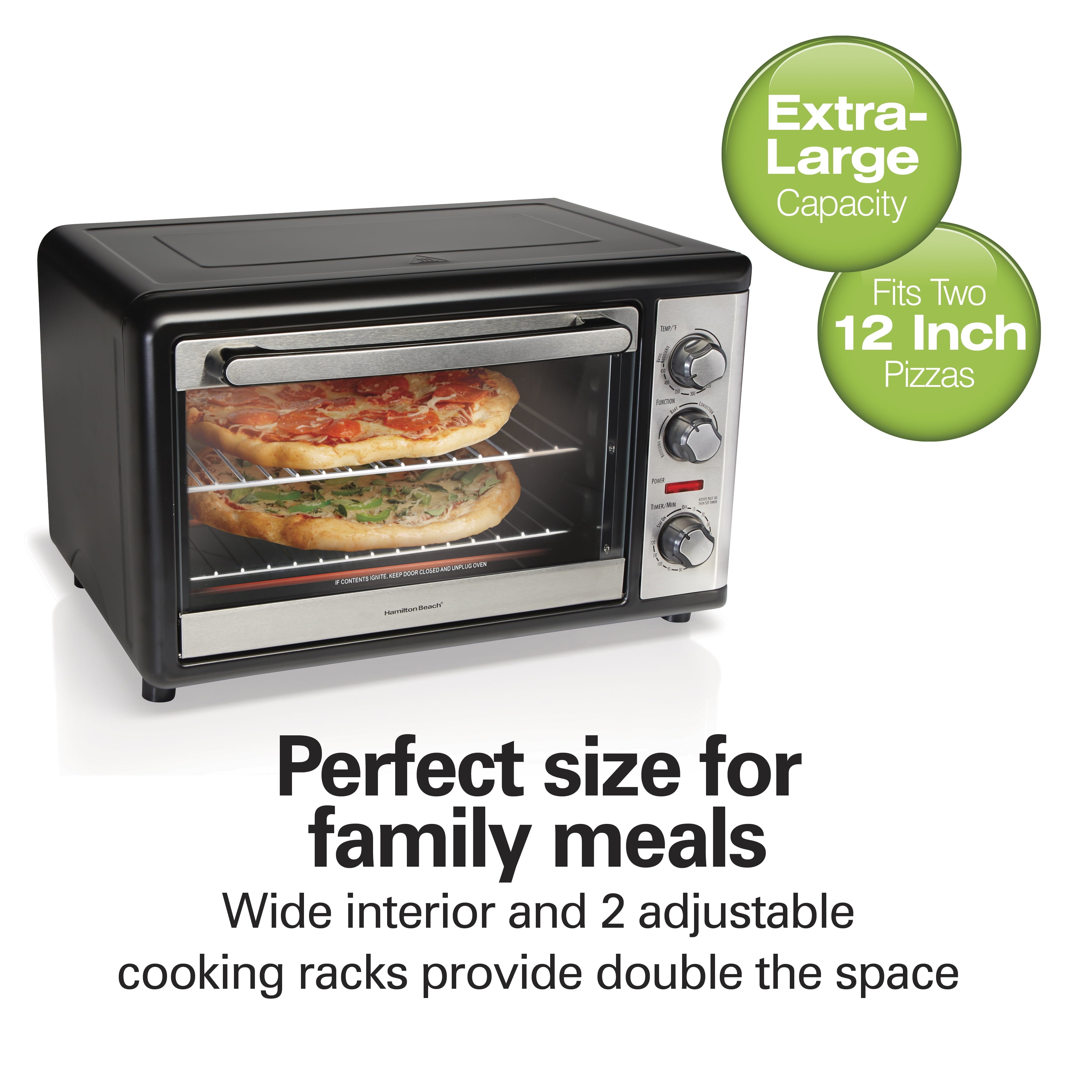 Hamilton Beach Countertop Oven with Convection and Rotisserie, Baking, Broil, Extra Large Capacity, Stainless Steel, 31108