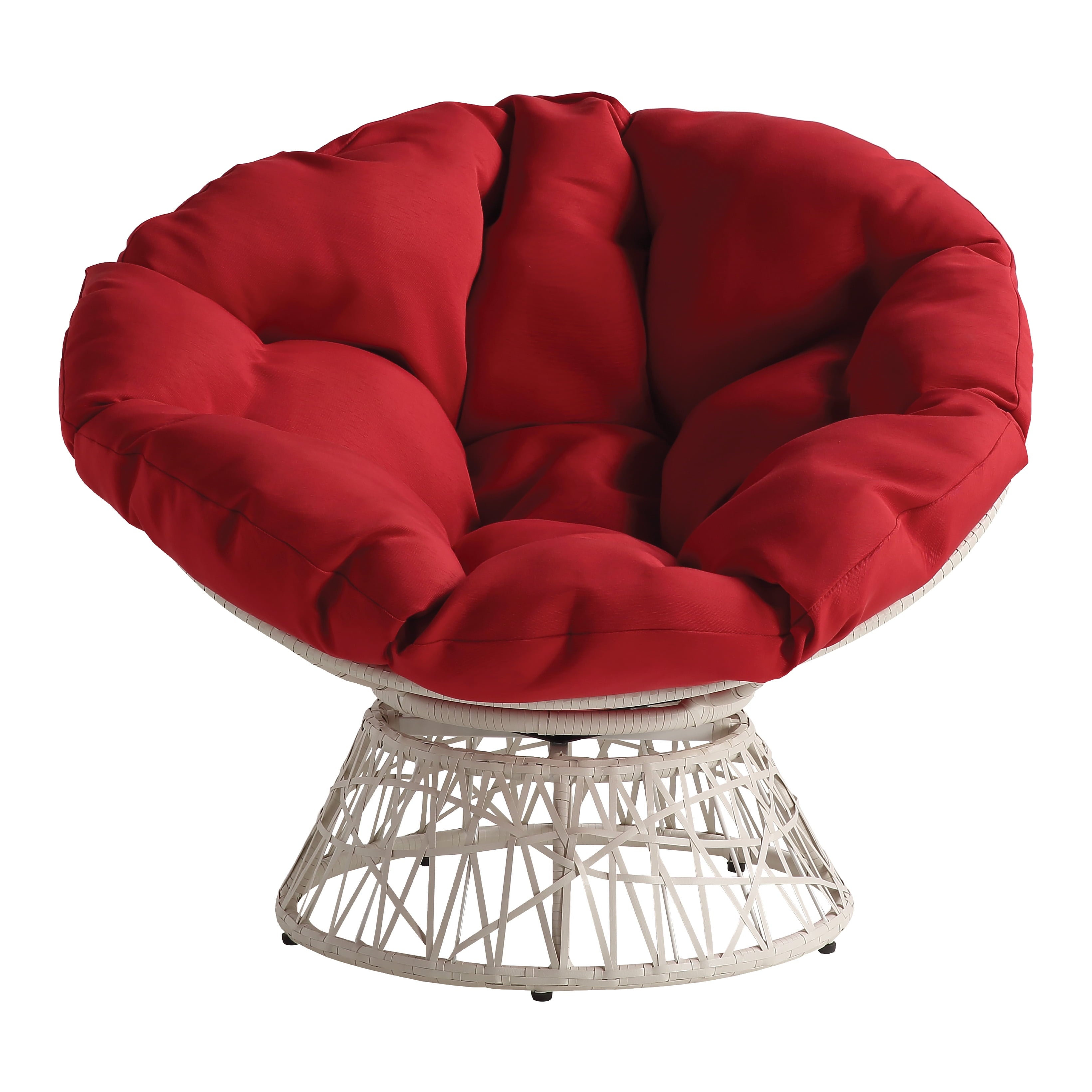 OSP Home Furnishings Papasan Chair, Red and Cream