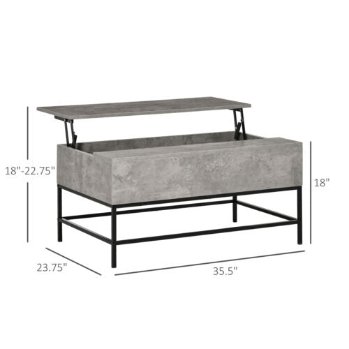 Modern Lift Top Coffee Table for Living Room with Center Storage, Grey