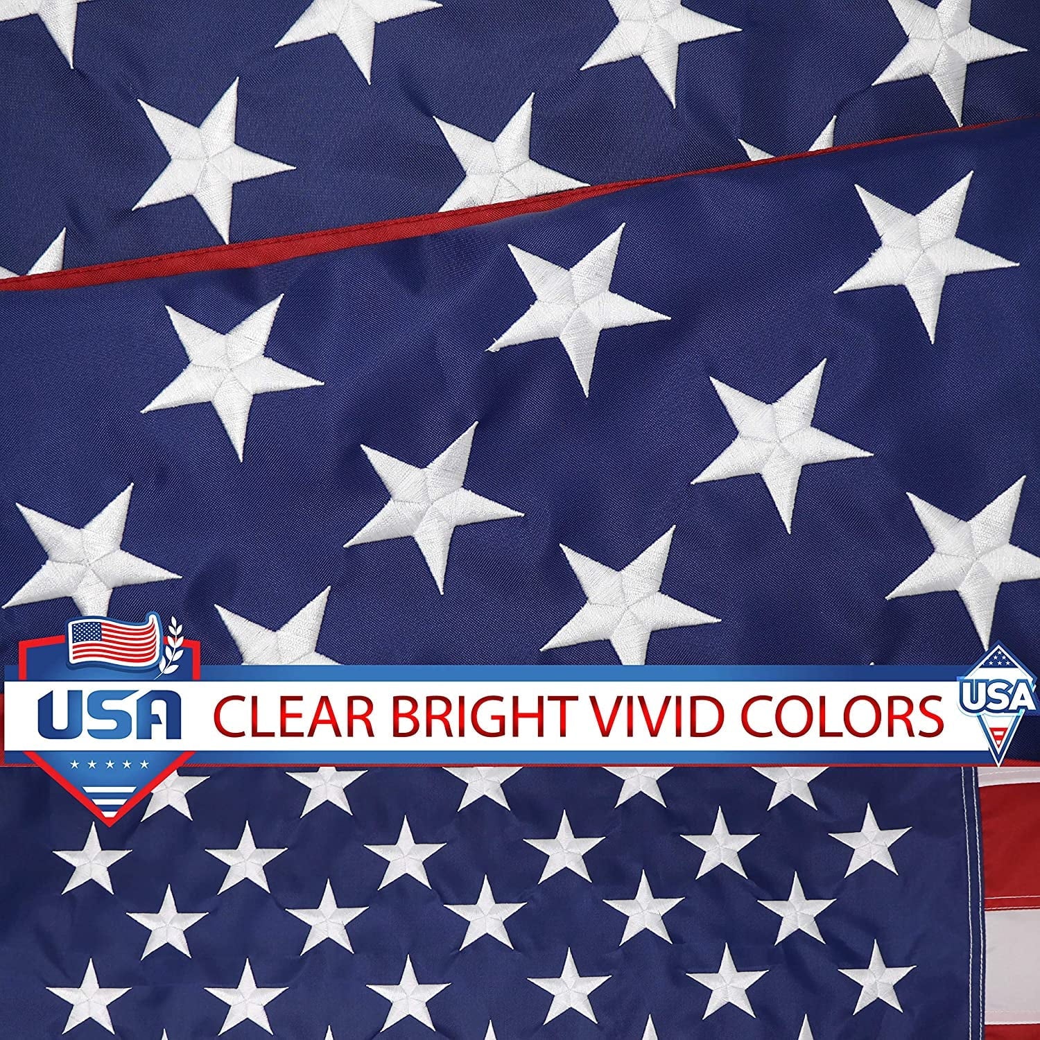 Large Embroidered US Flag 4x6 ft, 100% Made In America Flags, Durable Heavy Duty Nylon USA Flag Banners, Longest Lasting United States Flag with Sewn Stripes and Brass Grommets for Outdoor
