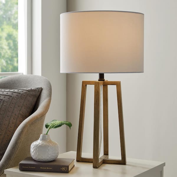 Woodbine 23.5 in. Walnut Wood Table Lamp