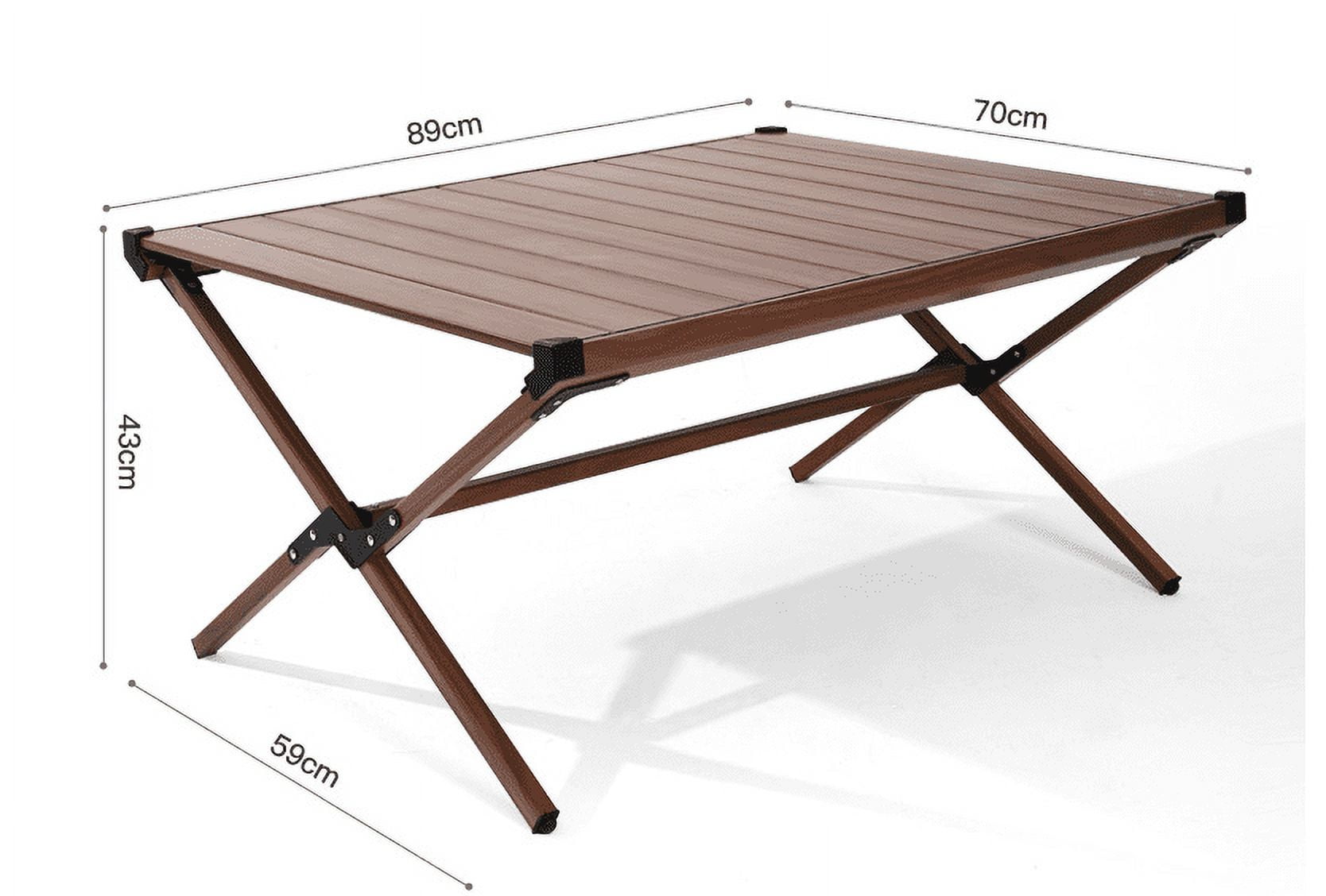 Ozark Trail Aluminum Roll-Top Camping Table, Dark Brown