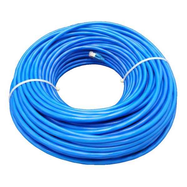 200 ft. CAT6 Outdoor-Rated Shielded Ethernet Cable Kit with Waterproof Coupler in Blue