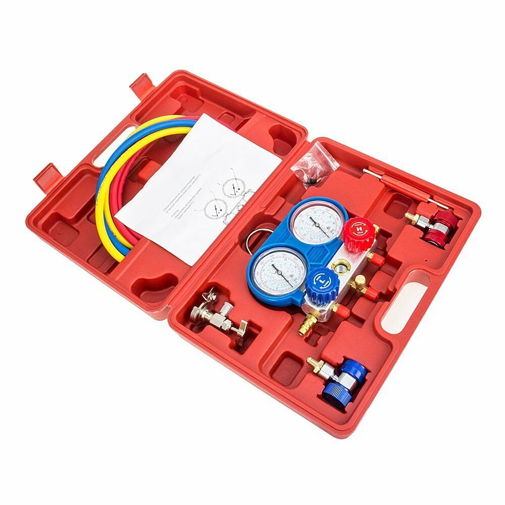 HVAC A/C Manifold Gauges Set Air Refrigeration Kit R134A R410A R22