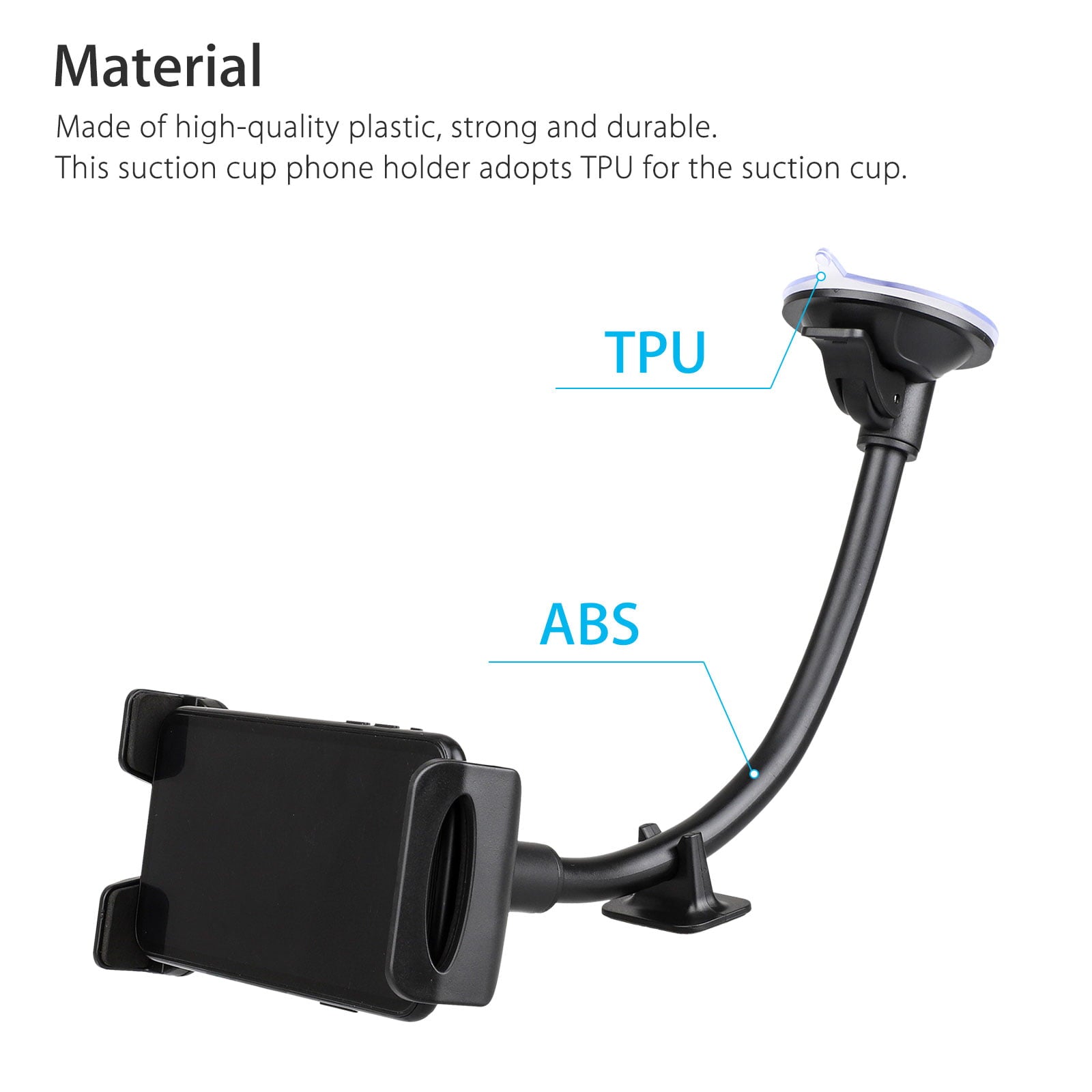 Tablet Car Mount Holder, TSV Long Arm Suction Cup Mount Stand Cradles for 4-12inch Tablet Cell Phone SUV Truck Vehicle Auto, Windshield Mount Holder, 360degree Rotating Hands-Free Navigation