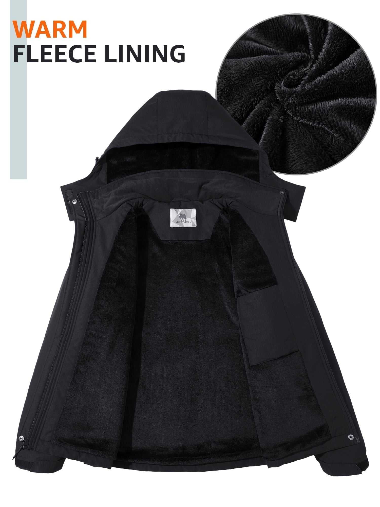 Golden Camel Women's Mountain Snow Ski Jacket Windproof Winter Coat with Hood