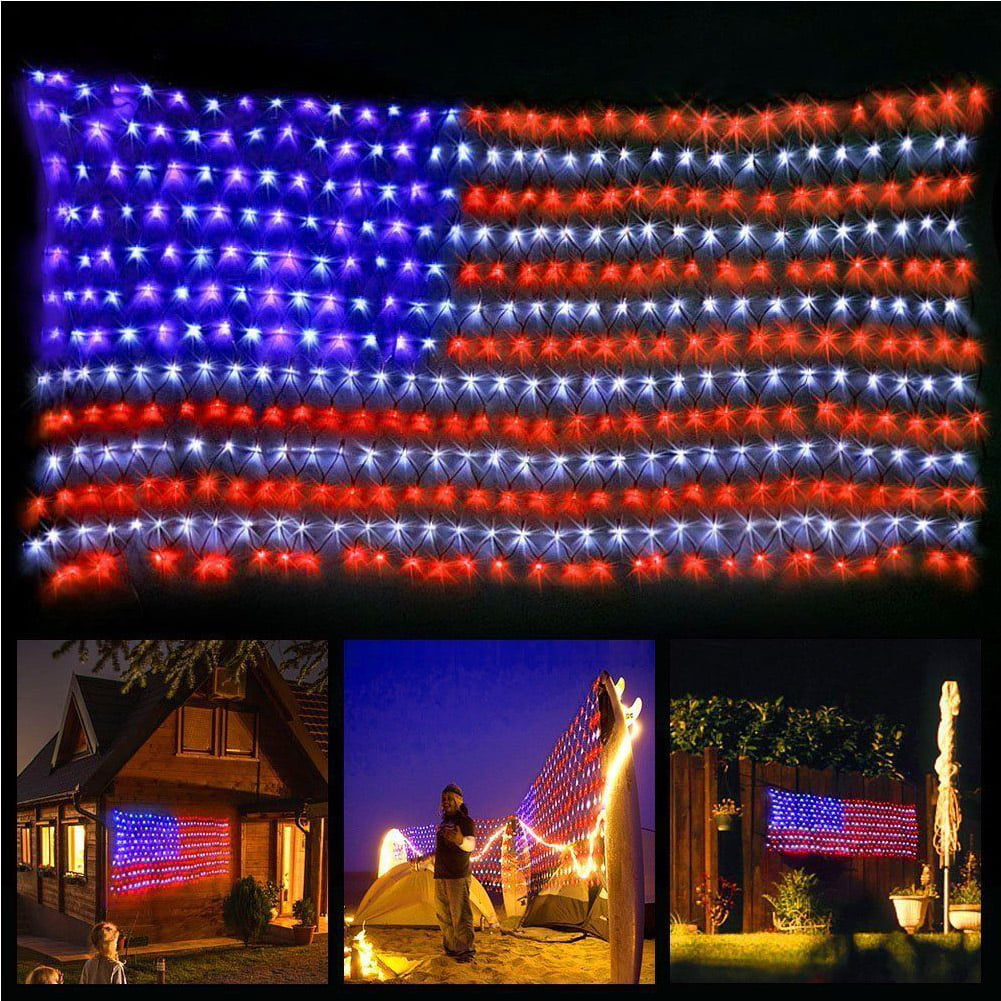 Youweixiong LED Flag Net Lights American Flag Light For Festival Indoor Outdoor Decoration 420 Super Bright LEDs