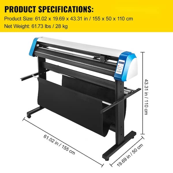 Vinyl Cutter Machine 53 in. LED Digital Panel Semi-Automatic DIY Vinyl Printer Cutter Machine with Stable Floor Stand