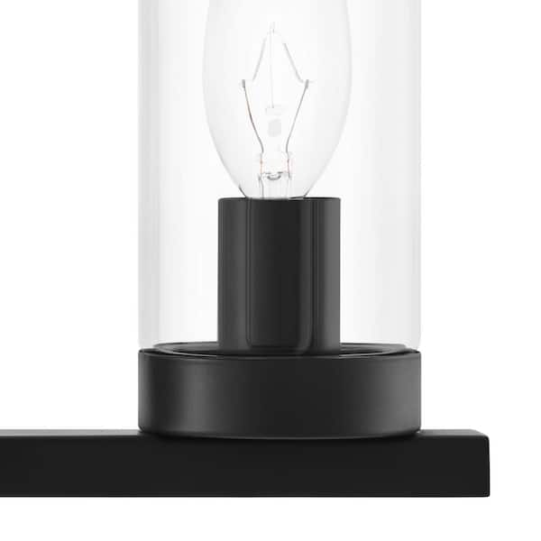 Loveland 16.625 in. 3-Light Black Bathroom Vanity Light Fixture with Clear Glass Shades