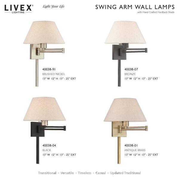 Swing Arm Wall Lamps 1 Light Antique Brass Swing Arm Wall Lamp