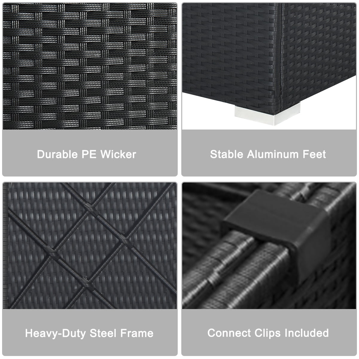 Gymax 7PCS Rattan Patio Conversation Sectional Furniture Set w/ Cushion Pillow