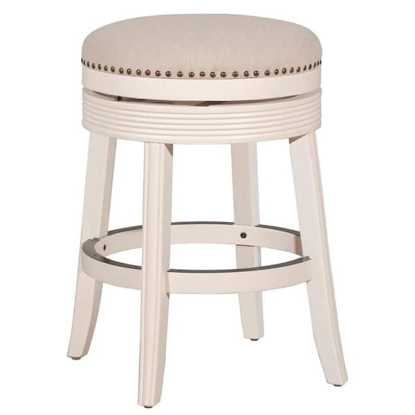 Tillman 26.5 in. White Wood Backless Counter Height Swivel Stool