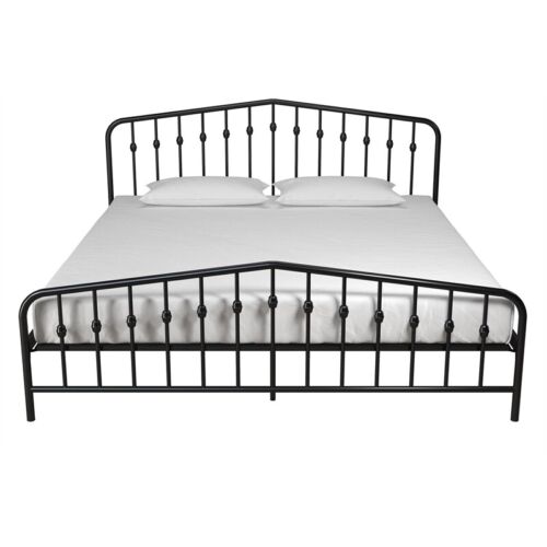 Novogratz Bushwick King Adjustable Metal Bed in Black
