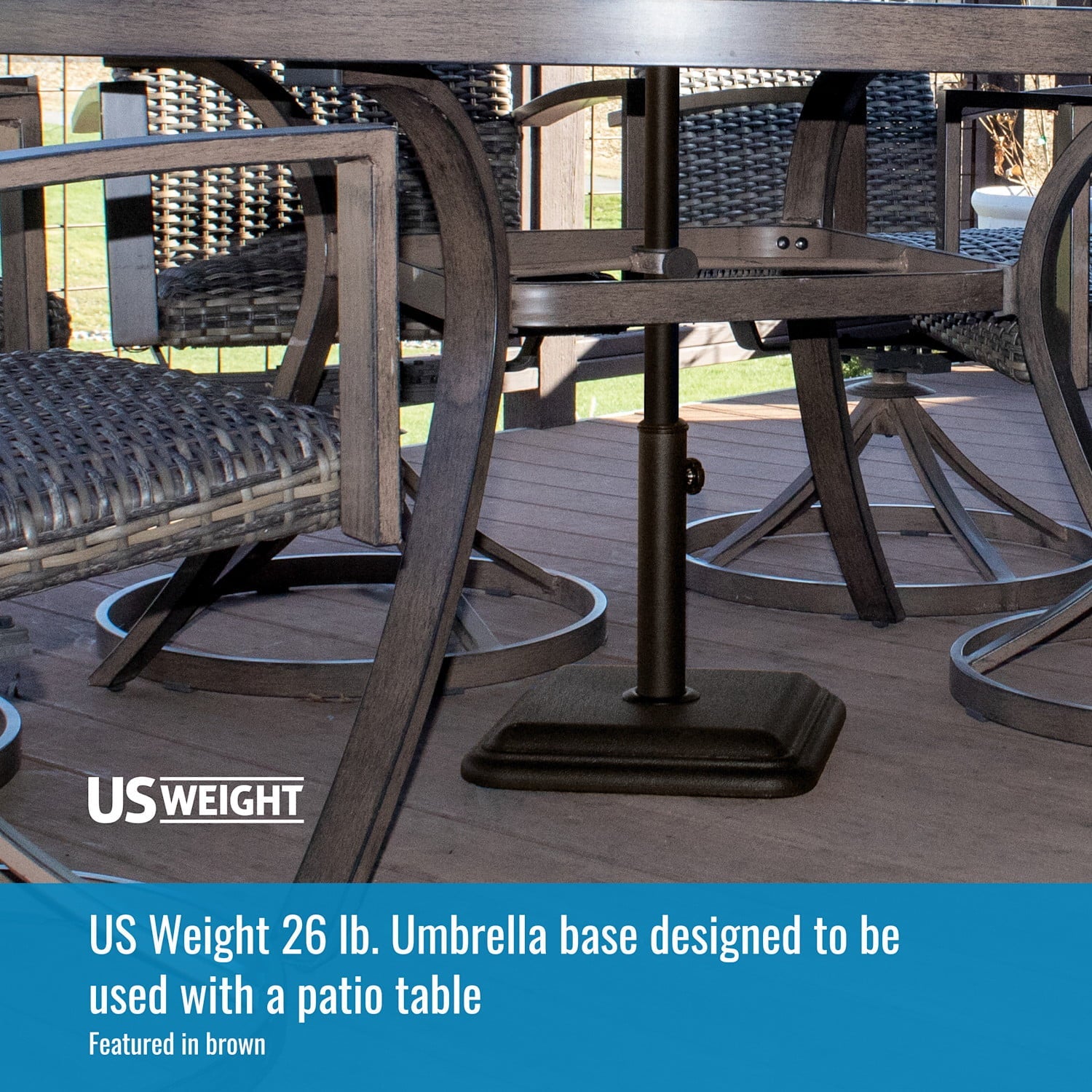 US Weight 26 Pound Umbrella Base Designed to be Used with a Patio Table