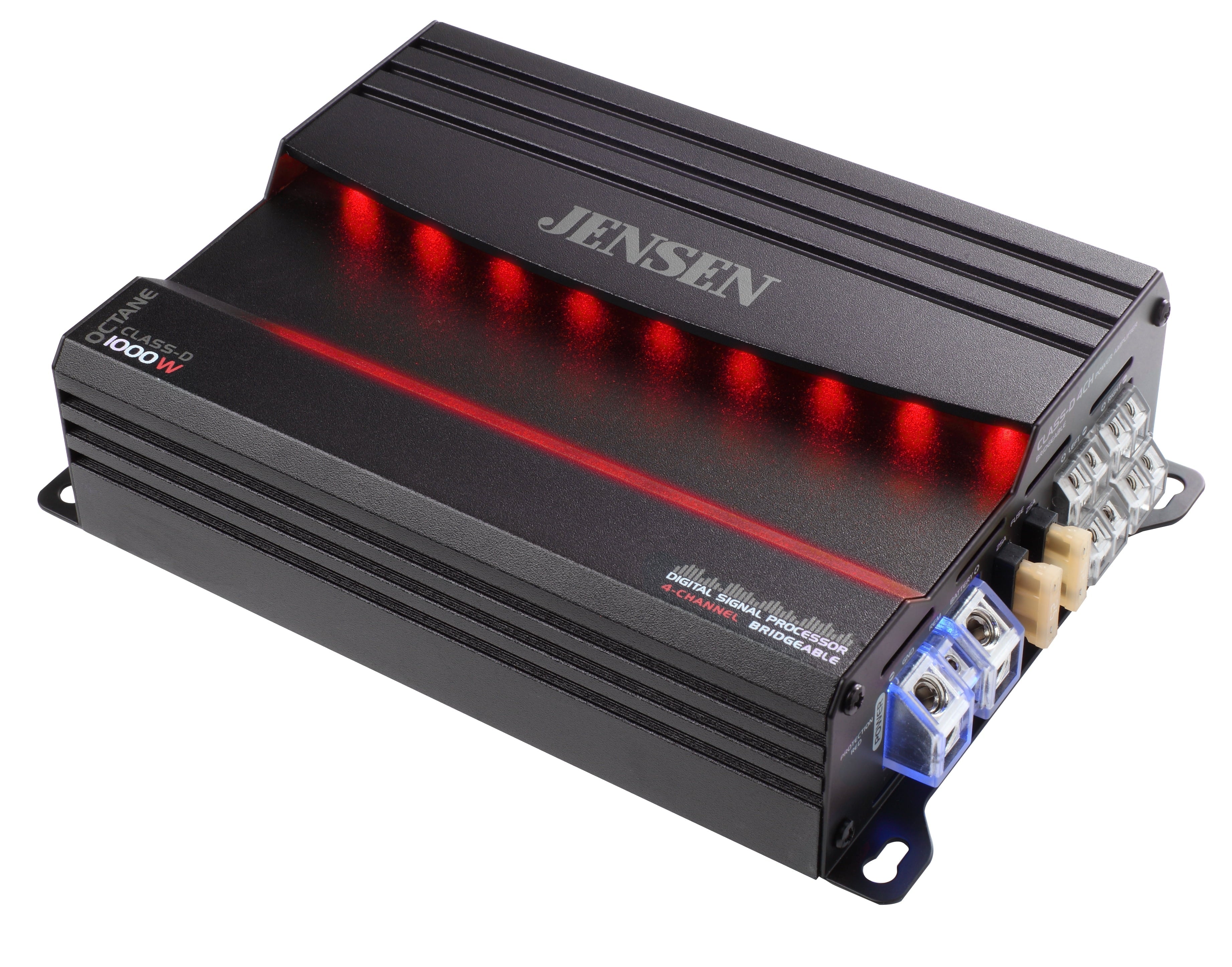 JENSEN XDA94RB Class D 4 Channel Bridgeable Amplifier with 80 Watts x 4 RMS and 1000 Watts