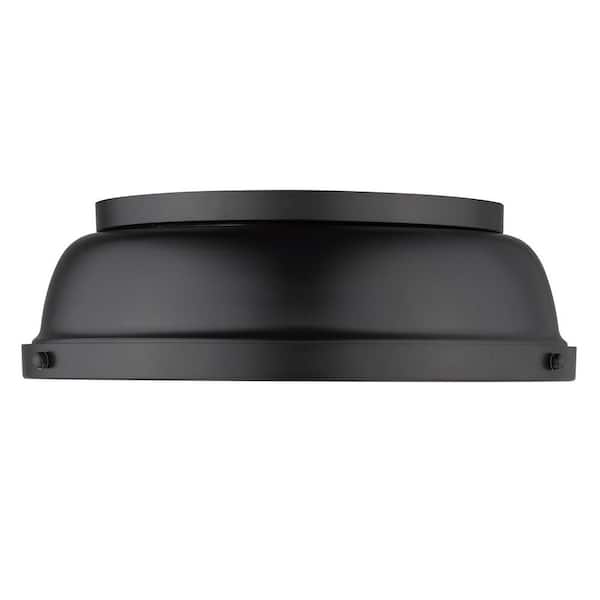 Duncan 14 in. 2-Light Matte Black Flush Mount with Matte Black Shade