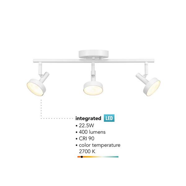 1.5 ft. 3-Light Matte White Integrated LED Fixed Track Lighting Kit with Frosted Diffusers