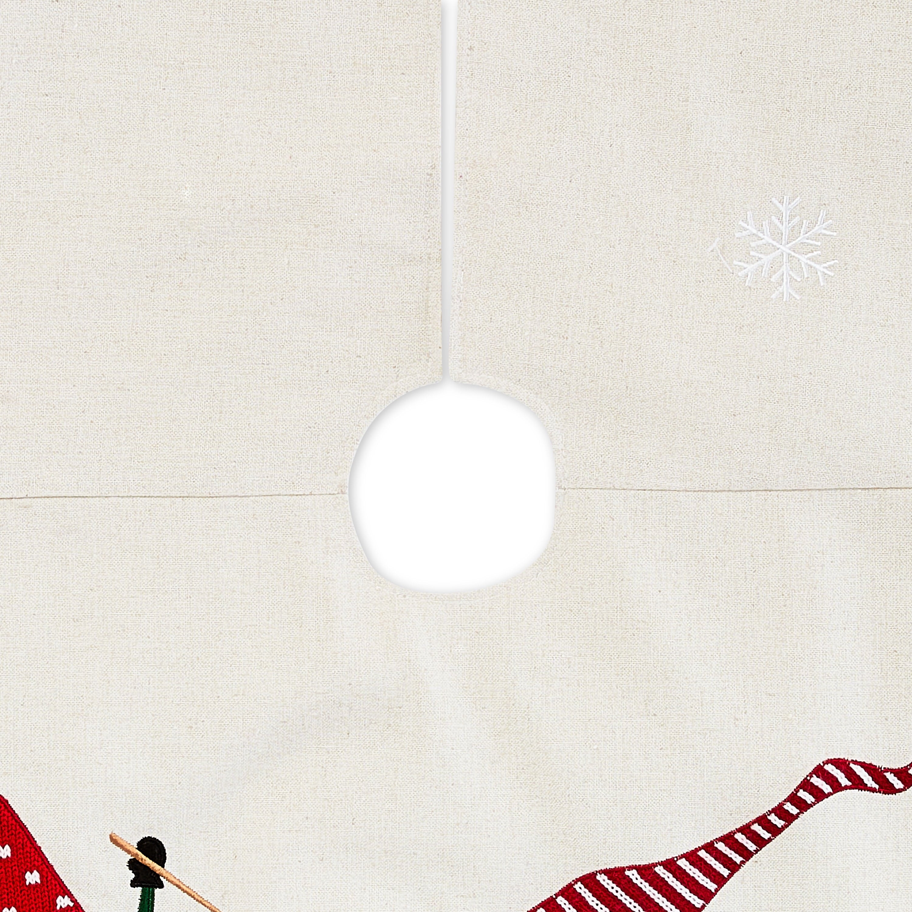 Ice Skating Gnomes Linen Christmas Tree Skirt, 48 in, by Holiday Time