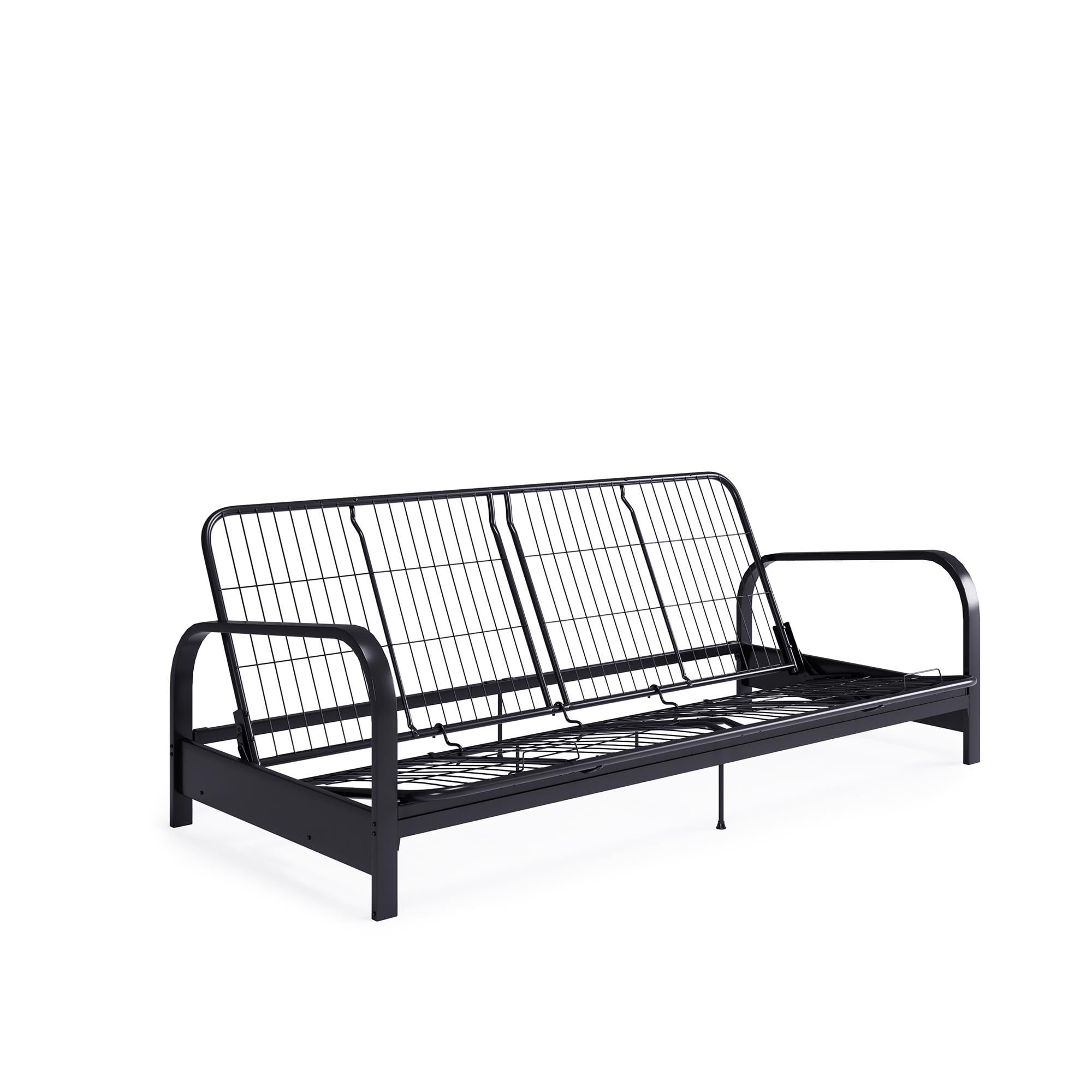 DHP College Metal Arm Futon, Black Frame with Gray Mattress