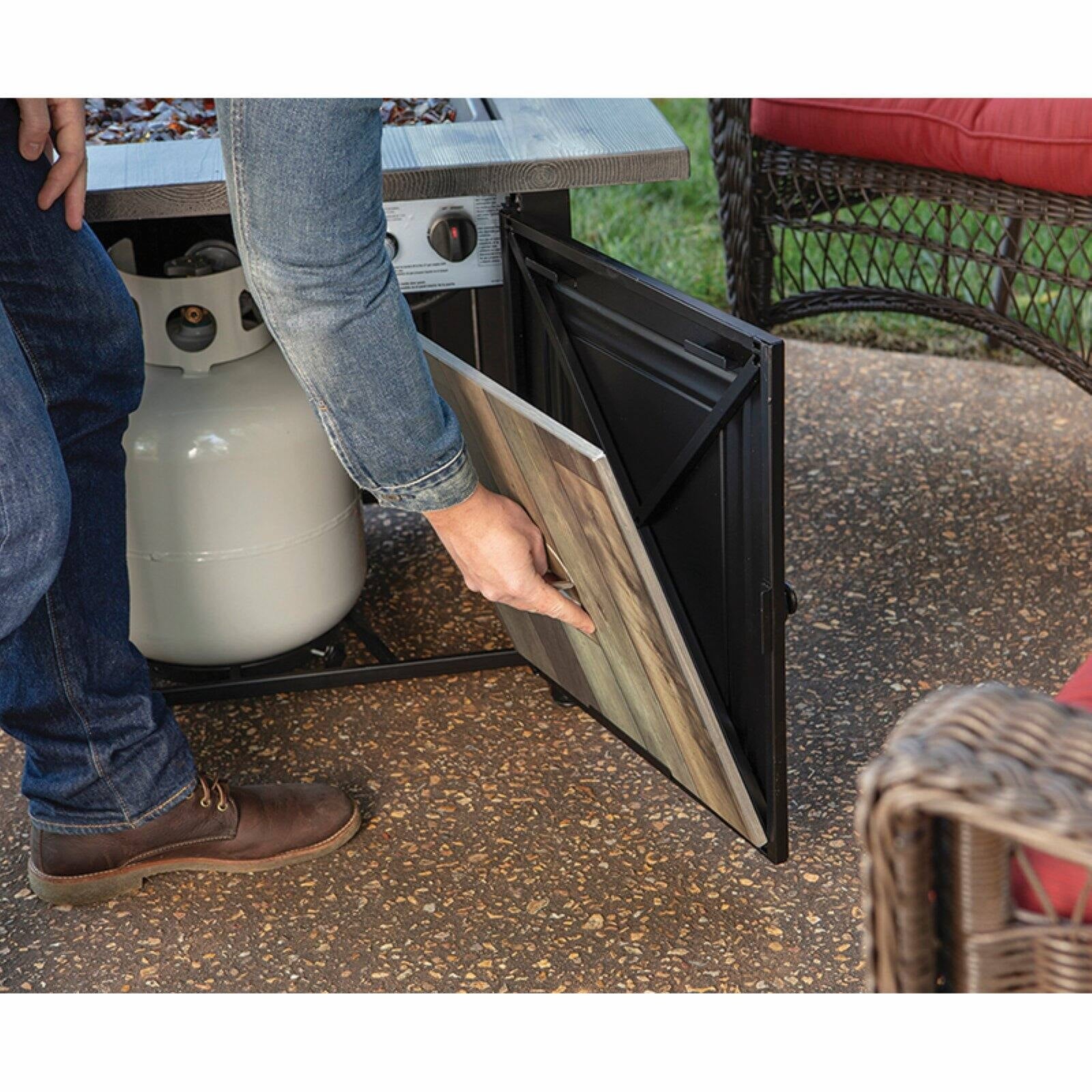 The Burlington, LP Gas Outdoor Fire Pit with Printed Resin Mantel