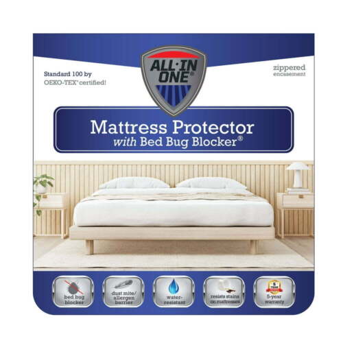 California King Bed Bug Blocker Mattress Protector, White, Waterproof
