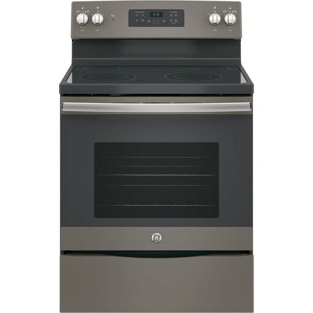 GE® Appliances 30” Free-Standing electric range model JB645RKSS in Stainless Steel. APPROXIMATE DIMENSIONS (HxWxD) 47 Height x 29 7/8 Width x 28 Dimension in. Two 9