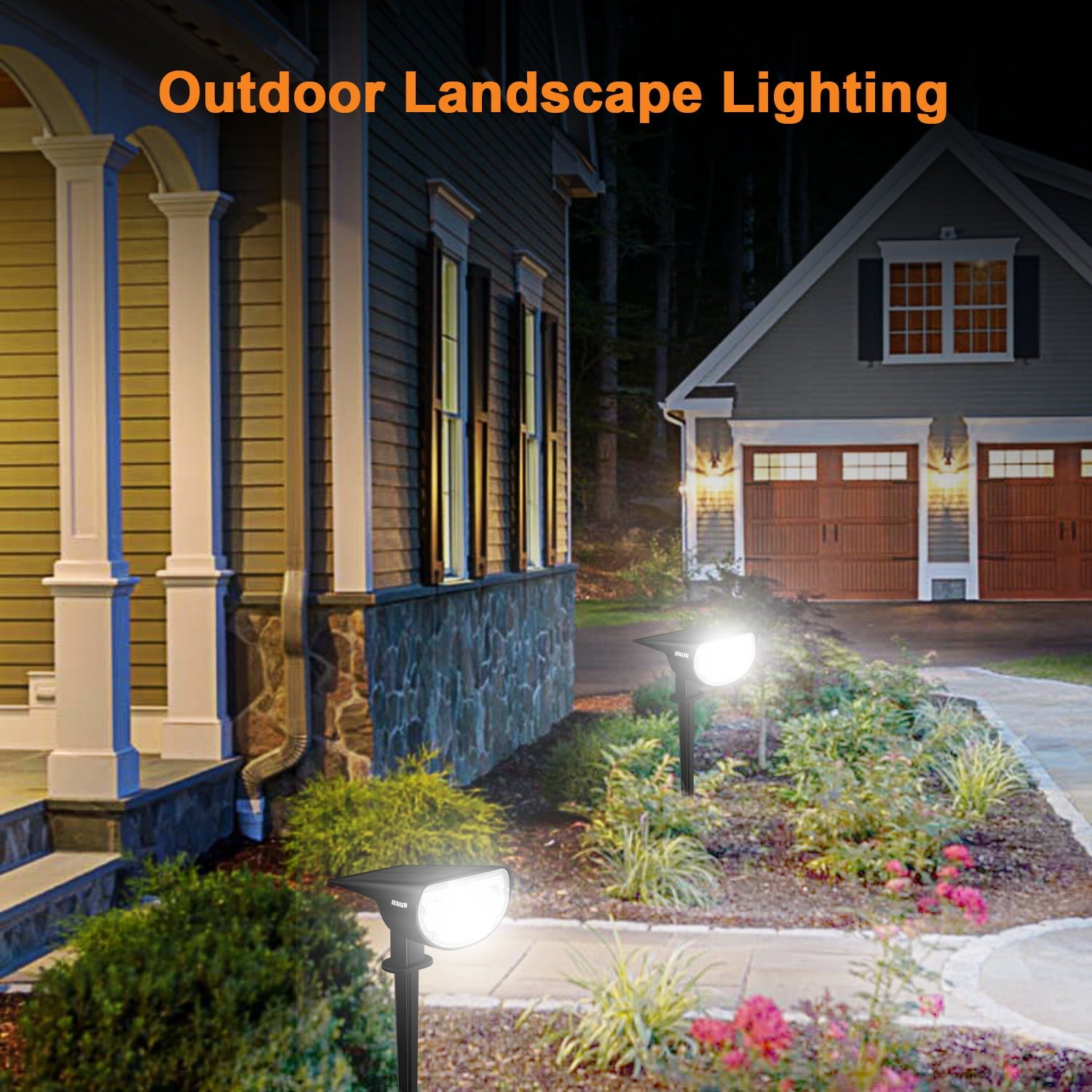 JESLED Solar Spot Lights Outdoor 14 LED Landscape Spotlight, White 4-Pack