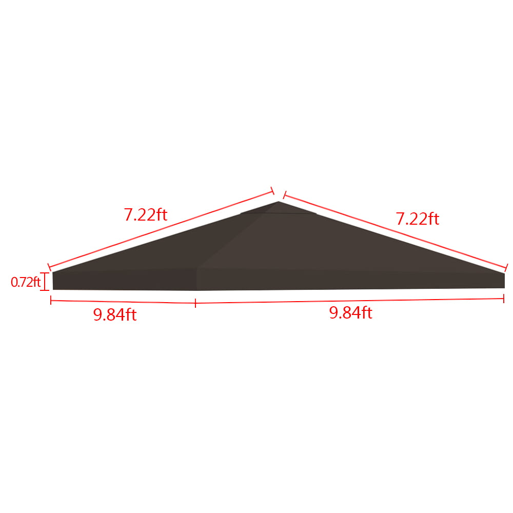 Lovote 10FTx10FT 300D Replacement Canopy Top Patio Pavilion Gazebo 9.84 ft Tent Sunshade Cover Anti-UV Roof Sunshade Coffee