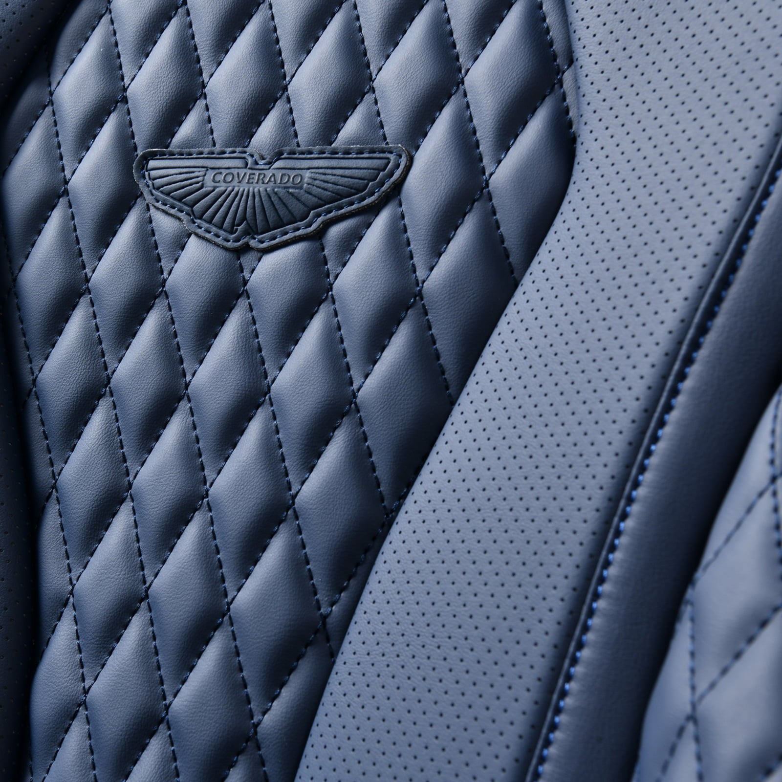 Coverado 2 Seats Blue Front Car Seat Covers, Premium Leatherette Auto Seat Cushions Luxury Interior, Waterproof UV-Resistant Seat Protectors Universal Fit for Most Cars, SUVs and Trucks