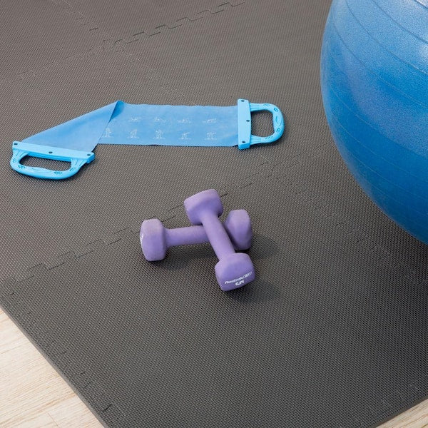 Grey 24 in. x 24 in. x 0.375 in. Interlocking EVA Foam Floor Tile (6-Pack)