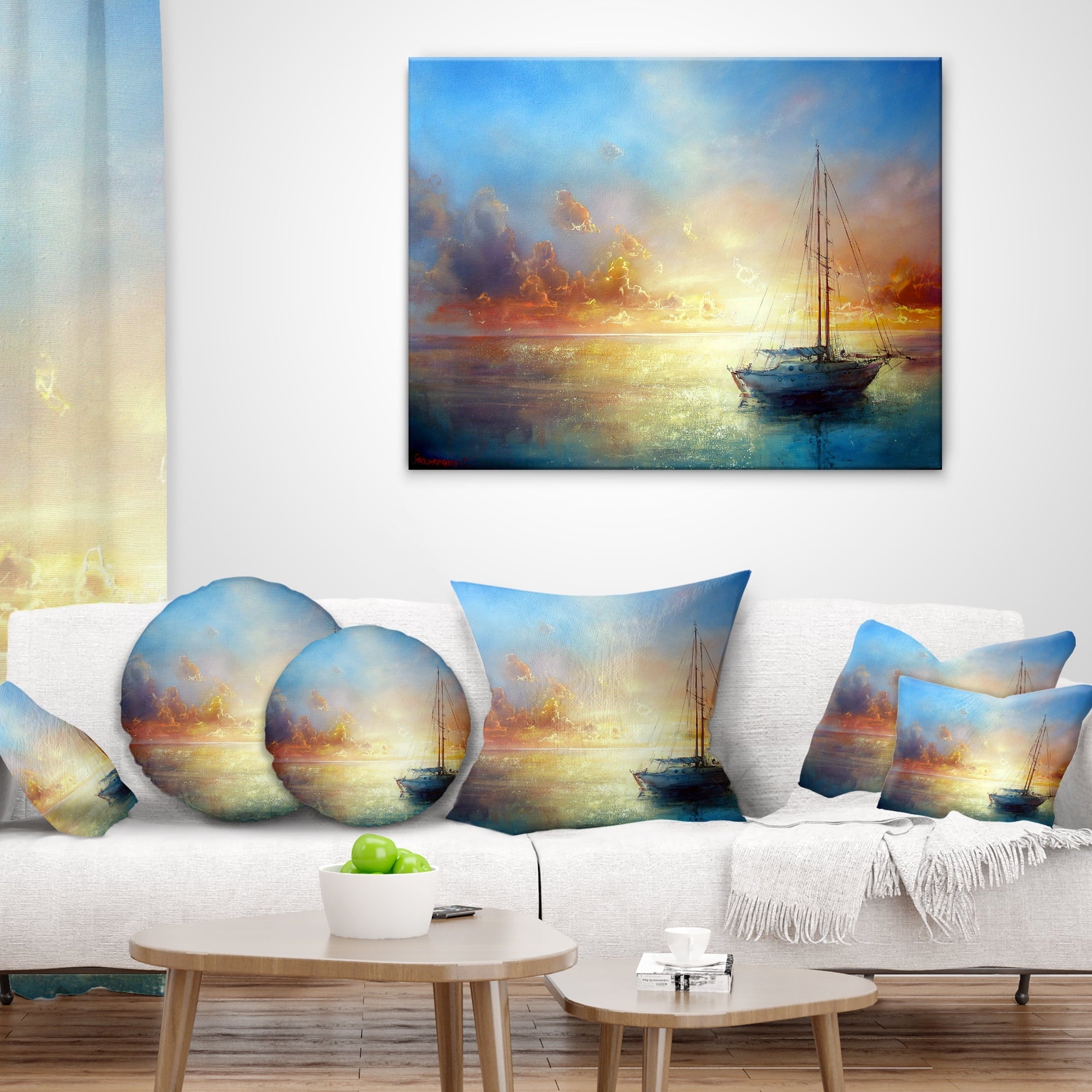 Designart Seascape Pier - Seascape Throw Pillow - 12x20