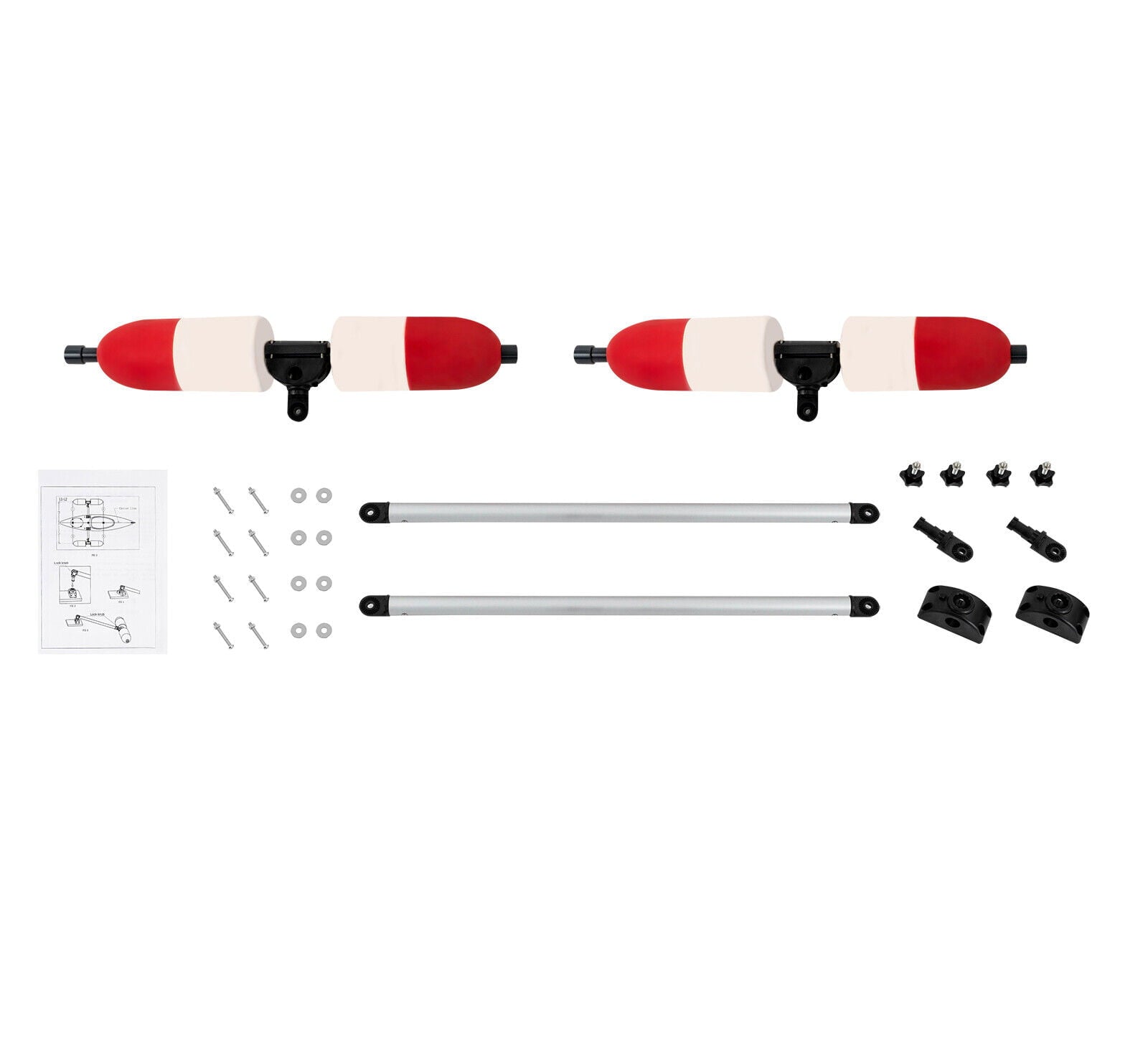 Kayak Canoe PVC＆Aluminum Stabilizer System Outrigger Arms Fishing Sidekick Kit